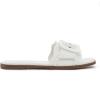 Rihero Women’s Raffia Flat Sandals Square Open Toe Summer Beach Slip On Woven Buckle Slide Sandals(White)