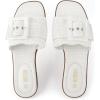 Rihero Women’s Raffia Flat Sandals Square Open Toe Summer Beach Slip On Woven Buckle Slide Sandals(White)