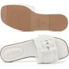 Rihero Women’s Raffia Flat Sandals Square Open Toe Summer Beach Slip On Woven Buckle Slide Sandals(White)