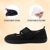 Rihero Womens Slippers Wide Width Diabetic Shoes Edema House Barefoot Walking Shoes Adjustable Indoor Outdoor Slippers(Black)