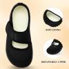 Rihero Womens Slippers Wide Width Diabetic Shoes Edema House Barefoot Walking Shoes Adjustable Indoor Outdoor Slippers(Black)