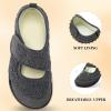 Rihero Womens Slippers Wide Width Diabetic Shoes Edema House Barefoot Walking Shoes Adjustable Indoor Outdoor Slippers(Dark Grey)