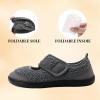 Rihero Womens Slippers Wide Width Diabetic Shoes Edema House Barefoot Walking Shoes Adjustable Indoor Outdoor Slippers(Dark Grey)