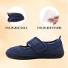 Rihero Womens Slippers Wide Width Diabetic Shoes Edema House Barefoot Walking Shoes Adjustable Indoor Outdoor Slippers(Navy)