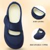 Rihero Womens Slippers Wide Width Diabetic Shoes Edema House Barefoot Walking Shoes Adjustable Indoor Outdoor Slippers(Navy)