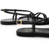 Rihero Women’s Strappy Flat Sandals Summer Lace Up Open Toe Comfortable Slip-On Ankle Strap Sandals(Black)