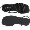Rihero Women’s Strappy Flat Sandals Summer Lace Up Open Toe Comfortable Slip-On Ankle Strap Sandals(Black)