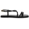 Rihero Women’s Strappy Flat Sandals Summer Lace Up Open Toe Comfortable Slip-On Ankle Strap Sandals(Black)