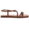 Rihero Women’s Strappy Flat Sandals Summer Lace Up Open Toe Comfortable Slip-On Ankle Strap Sandals(Brown)