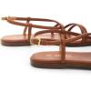Rihero Women’s Strappy Flat Sandals Summer Lace Up Open Toe Comfortable Slip-On Ankle Strap Sandals(Brown)