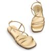 Rihero Women’s Strappy Flat Sandals Summer Lace Up Open Toe Comfortable Slip-On Ankle Strap Sandals(Gold)