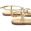 Rihero Women’s Strappy Flat Sandals Summer Lace Up Open Toe Comfortable Slip-On Ankle Strap Sandals(Gold)