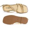 Rihero Women’s Strappy Flat Sandals Summer Lace Up Open Toe Comfortable Slip-On Ankle Strap Sandals(Gold)