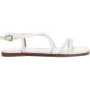 Rihero Women’s Strappy Flat Sandals Summer Lace Up Open Toe Comfortable Slip-On Ankle Strap Sandals(White)