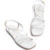 Rihero Women’s Strappy Flat Sandals Summer Lace Up Open Toe Comfortable Slip-On Ankle Strap Sandals(White)