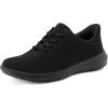 Rihero Womens Walking Shoes Athletic Tennis Running Shoes Non Slip Lightweight Gym Casual Sneakers(Black)