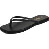 Rihero Flip Flops for Women Comfortable Square Toe Beach Sandals Slip On Leather Thong Flat Sandals Dressy(Black)