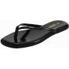 Rihero Flip Flops for Women Comfortable Square Toe Beach Sandals Slip On Leather Thong Flat Sandals Dressy(Black Patent)