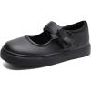 Rihero Girls Sneakers Kids School Uniform Mary Jane Shoes Casual Walking Shoes for Toddler Little Big Kids(Black)