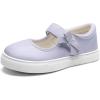 Rihero Girls Sneakers Kids School Uniform Mary Jane Shoes Casual Walking Shoes for Toddler Little Big Kids(Glitter Purple)