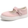 Rihero Girls Sneakers Kids School Uniform Mary Jane Shoes Casual Walking Shoes for Toddler Little Big Kids(Pink)