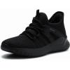 Rihero Girls Tennis Shoes Kids Running Shoes Toddler Lace-Up Lightweight Walking Slip On Sneakers(Black)