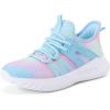 Rihero Girls Tennis Shoes Kids Running Shoes Toddler Lace-Up Lightweight Walking Slip On Sneakers(Gradient Blue)