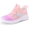 Rihero Girls Tennis Shoes Kids Running Shoes Toddler Lace-Up Lightweight Walking Slip On Sneakers(Gradient Pink)