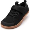 Rihero Kids Barefoot Shoes Boys Girls Wide Toe Box Walking Shoes Breathable Toddler Little Big Kid Sneakers(Black)