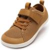 Rihero Kids Barefoot Shoes Boys Girls Wide Toe Box Walking Shoes Breathable Toddler Little Big Kid Sneakers(Brown)