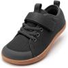 Rihero Kids Barefoot Shoes Boys Girls Wide Toe Box Walking Shoes Breathable Toddler Little Big Kid Sneakers(Grey)