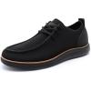 Rihero Mens Casual Shoes Wide Loafers Comfortable Walking Slip On Lightweight Breathable Lace Up Shoes(Black)