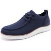 Rihero Mens Casual Shoes Wide Loafers Comfortable Walking Slip On Lightweight Breathable Lace Up Shoes(Navy Blue)
