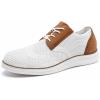 Rihero Men’s Fashion Dress Sneakers Business Oxfords Comfortable Casual Walking Shoes Lightweight Mesh Breathable Tennis Shoes(White)