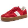 Rihero Platform Sneakers for Women Comfortable Fashion Retro Sneakers Casual Non-Slip Tennis Walking Shoes(Red)