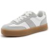 Rihero Platform Sneakers for Women Comfortable Fashion Retro Sneakers Casual Non-Slip Tennis Walking Shoes(White)