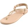 Rihero Rope Thong Sandals for Women Ankle Strap Slip On Comfortable Beach Flat Sandals(Nude)
