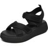 Rihero Women’s Comfortable Platform Sport Sandals Open Toe Soft Adjustable Summer Beach Wedge Sandals(All Black)