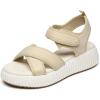 Rihero Women’s Comfortable Platform Sport Sandals Open Toe Soft Adjustable Summer Beach Wedge Sandals(Beige)