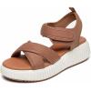 Rihero Women’s Comfortable Platform Sport Sandals Open Toe Soft Adjustable Summer Beach Wedge Sandals(Tan)