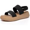 Rihero Women’s Comfortable Walking Sandals Casual Summer Outdoor Open Toe Low Flatform Platform Wedge Sandals(02 Black)