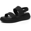 Rihero Women’s Comfortable Walking Sandals Casual Summer Outdoor Open Toe Low Flatform Platform Wedge Sandals(Black)