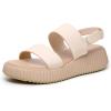 Rihero Women’s Comfortable Walking Sandals Casual Summer Outdoor Open Toe Low Flatform Platform Wedge Sandals(Nude)