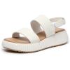 Rihero Women’s Comfortable Walking Sandals Casual Summer Outdoor Open Toe Low Flatform Platform Wedge Sandals(White)