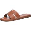 Rihero Women’s Dressy Flat Sandals Comfortable Slip On Leather Slide Sandals(Brown)