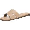 Rihero Women’s Dressy Flat Sandals Comfortable Slip On Leather Slide Sandals(Nude)