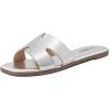 Rihero Women’s Dressy Flat Sandals Comfortable Slip On Leather Slide Sandals(Silver)