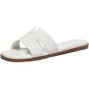 Rihero Women’s Dressy Flat Sandals Comfortable Slip On Leather Slide Sandals(White)