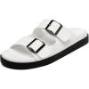 Rihero Women’s Flat Sandals Comfort Adjustable Double Strap Slip on Leather Footbed Sandals(Black White)