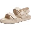 Rihero Women’s Flat Sandals Comfort Adjustable Double Strap Slip on Leather Footbed Sandals(Nude)
